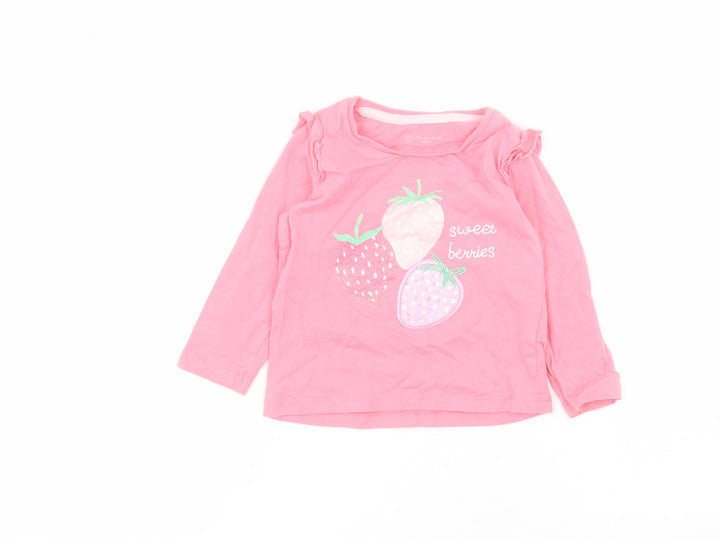 Primark Baby Pink 100% Cotton Pullover T-Shirt Size 9-12 Months Round Neck Pullover