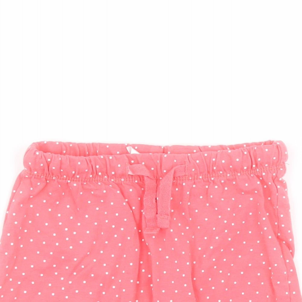 H&M Baby Pink Polka Dot 100% Cotton Jogger Trousers Size 9-12 Months  Pullover - Shorts