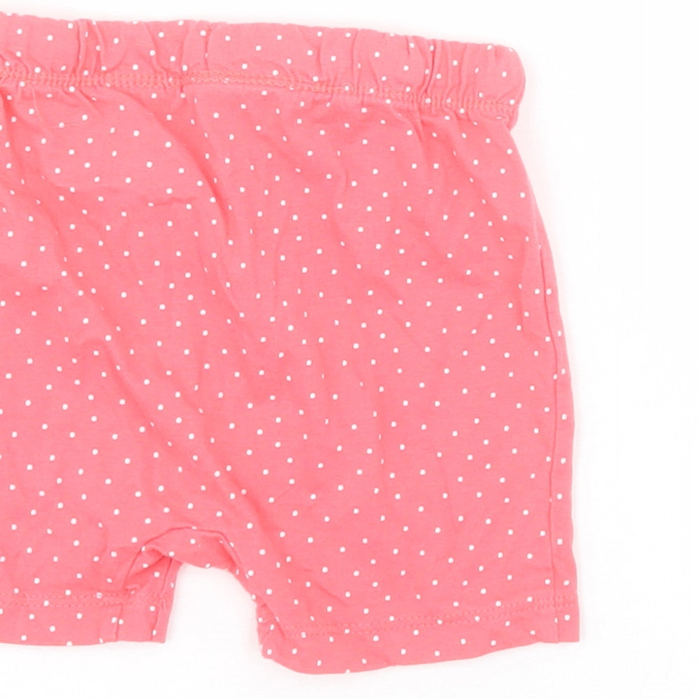 H&M Baby Pink Polka Dot 100% Cotton Jogger Trousers Size 9-12 Months  Pullover - Shorts