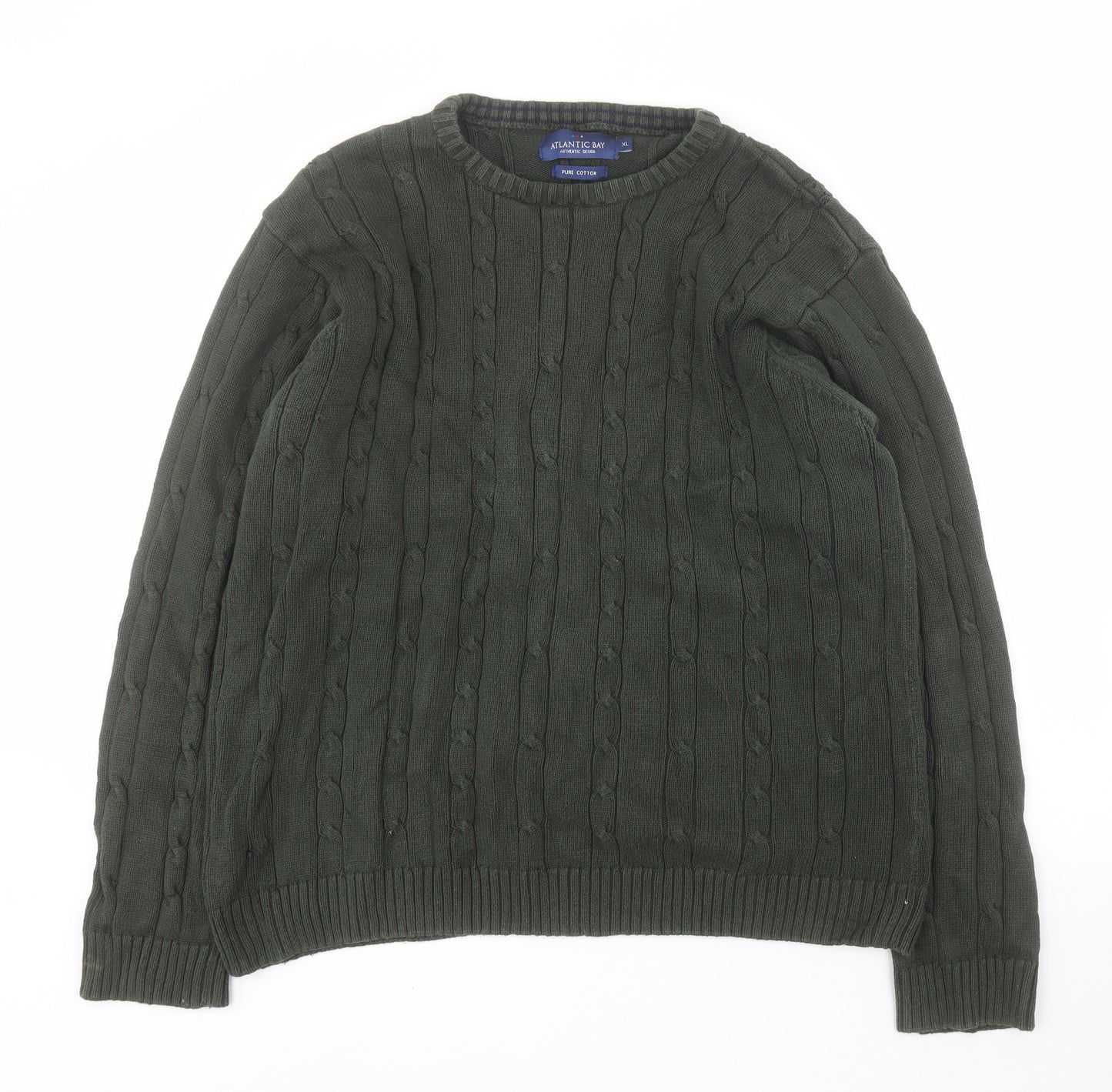 BHS Mens Green Roll Neck  Cotton Pullover Jumper Size XL
