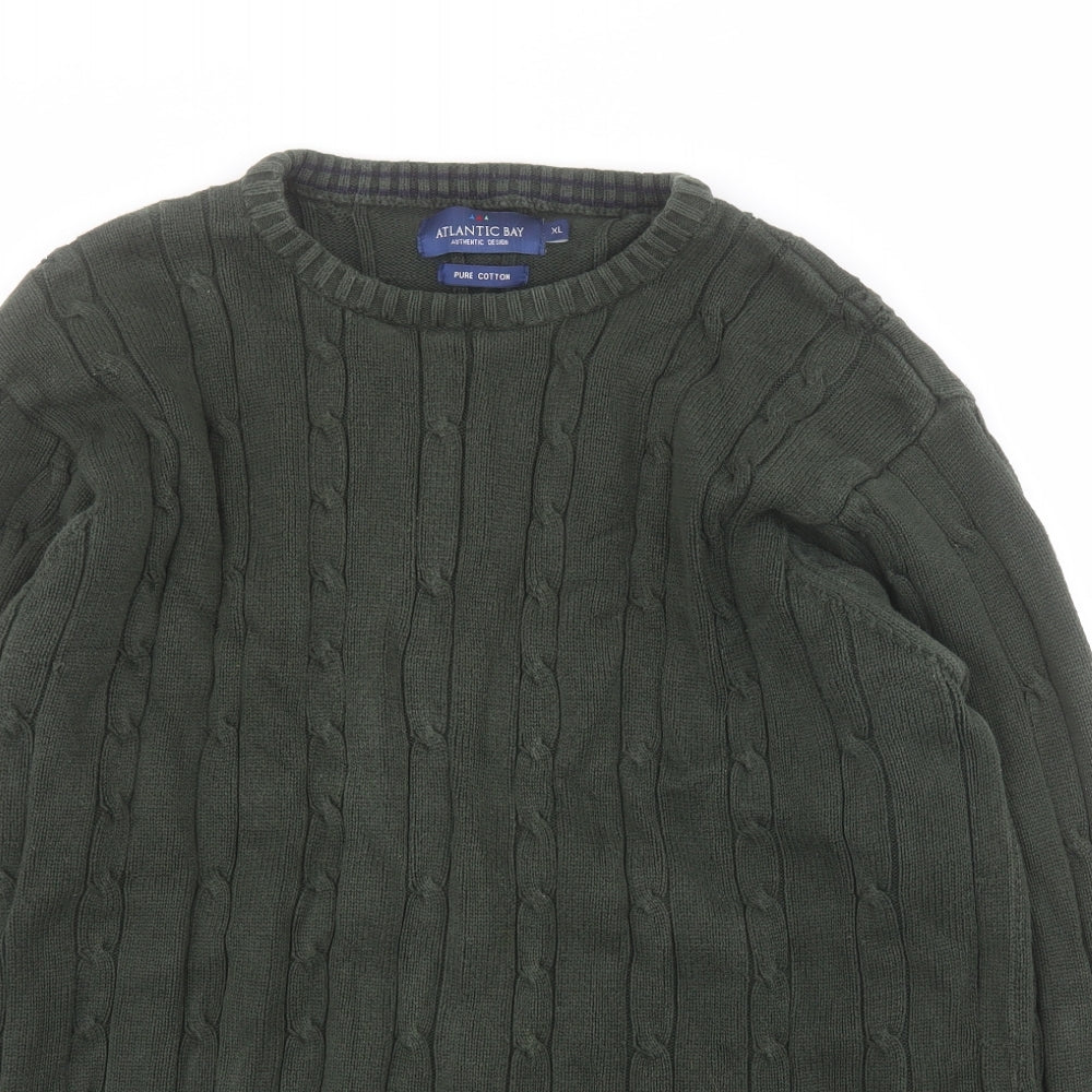 BHS Mens Green Roll Neck  Cotton Pullover Jumper Size XL