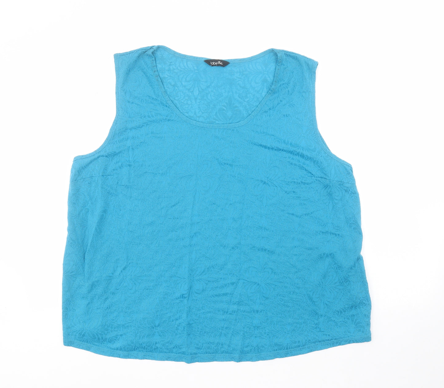 Lable Be Womens Blue Floral Polyester Basic Tank Size 26 Scoop Neck