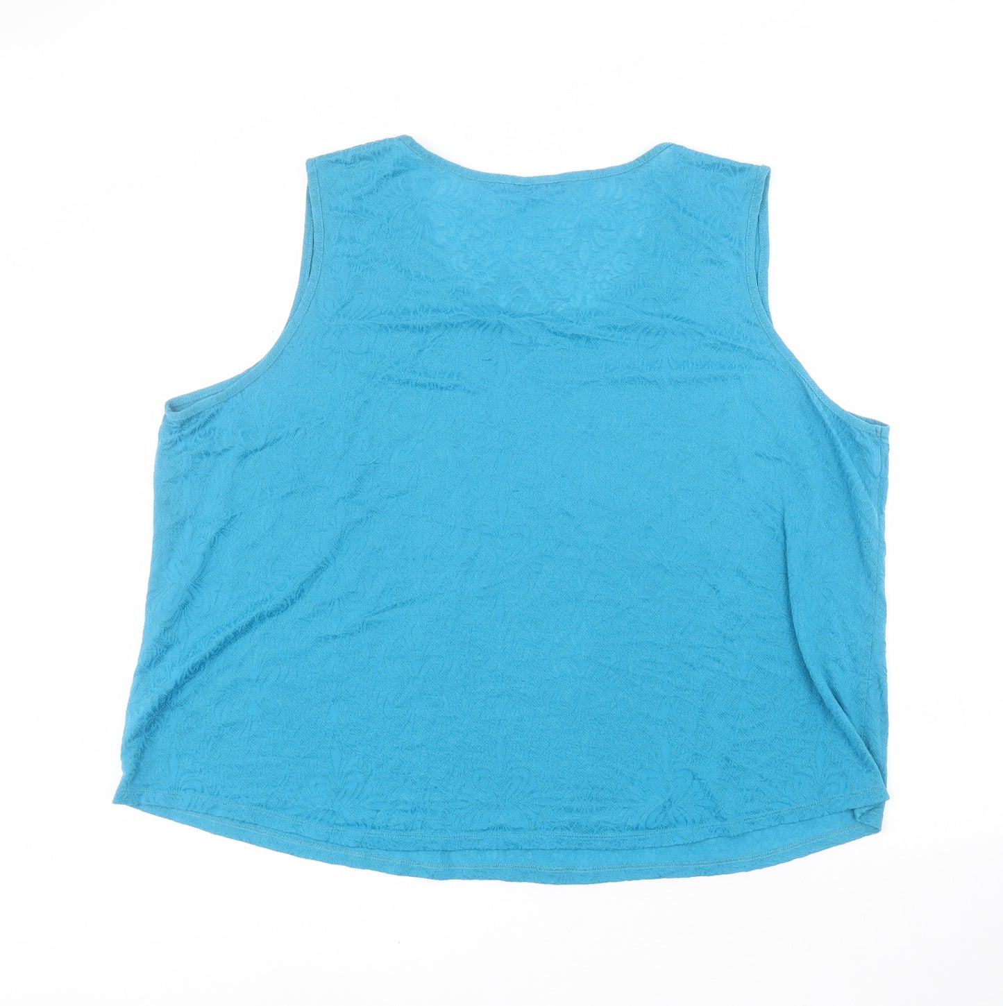 Lable Be Womens Blue Floral Polyester Basic Tank Size 26 Scoop Neck