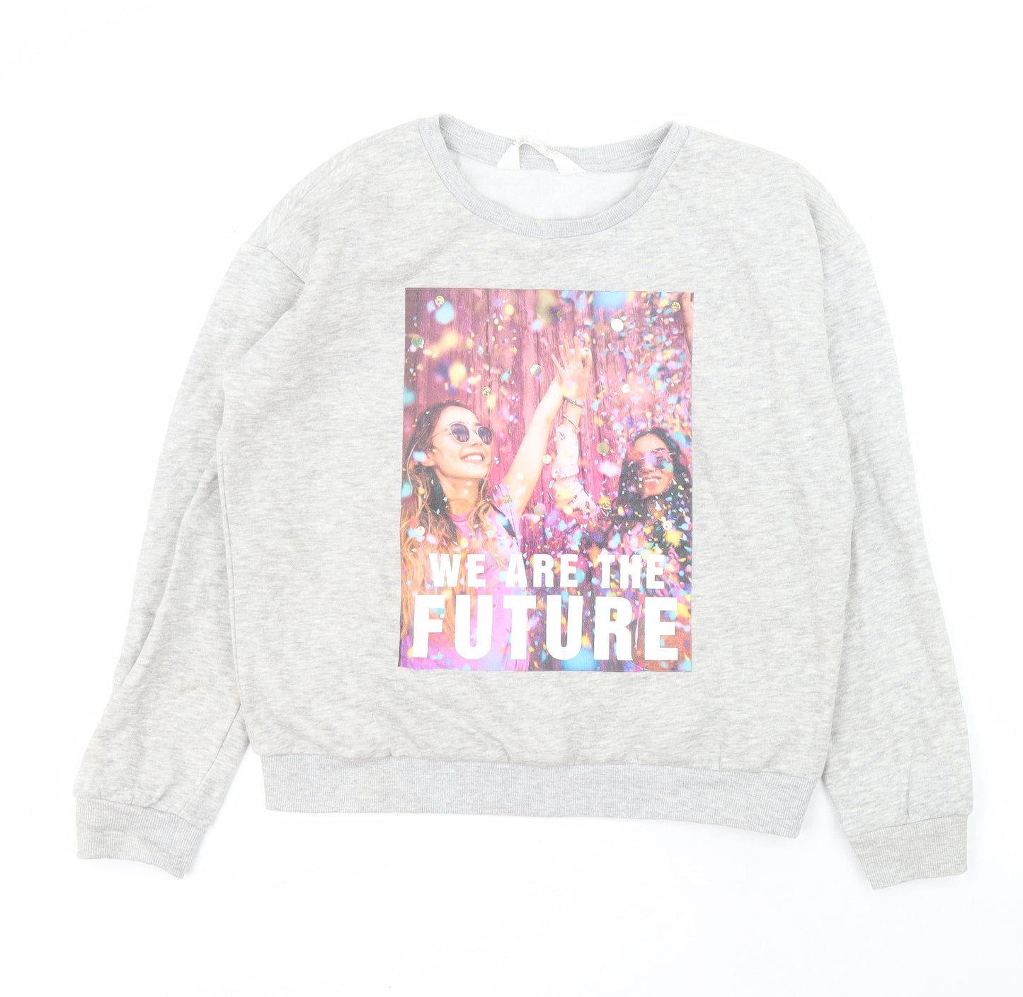 H&M Girls Grey  Cotton Pullover Sweatshirt Size 11-12 Years  Pullover