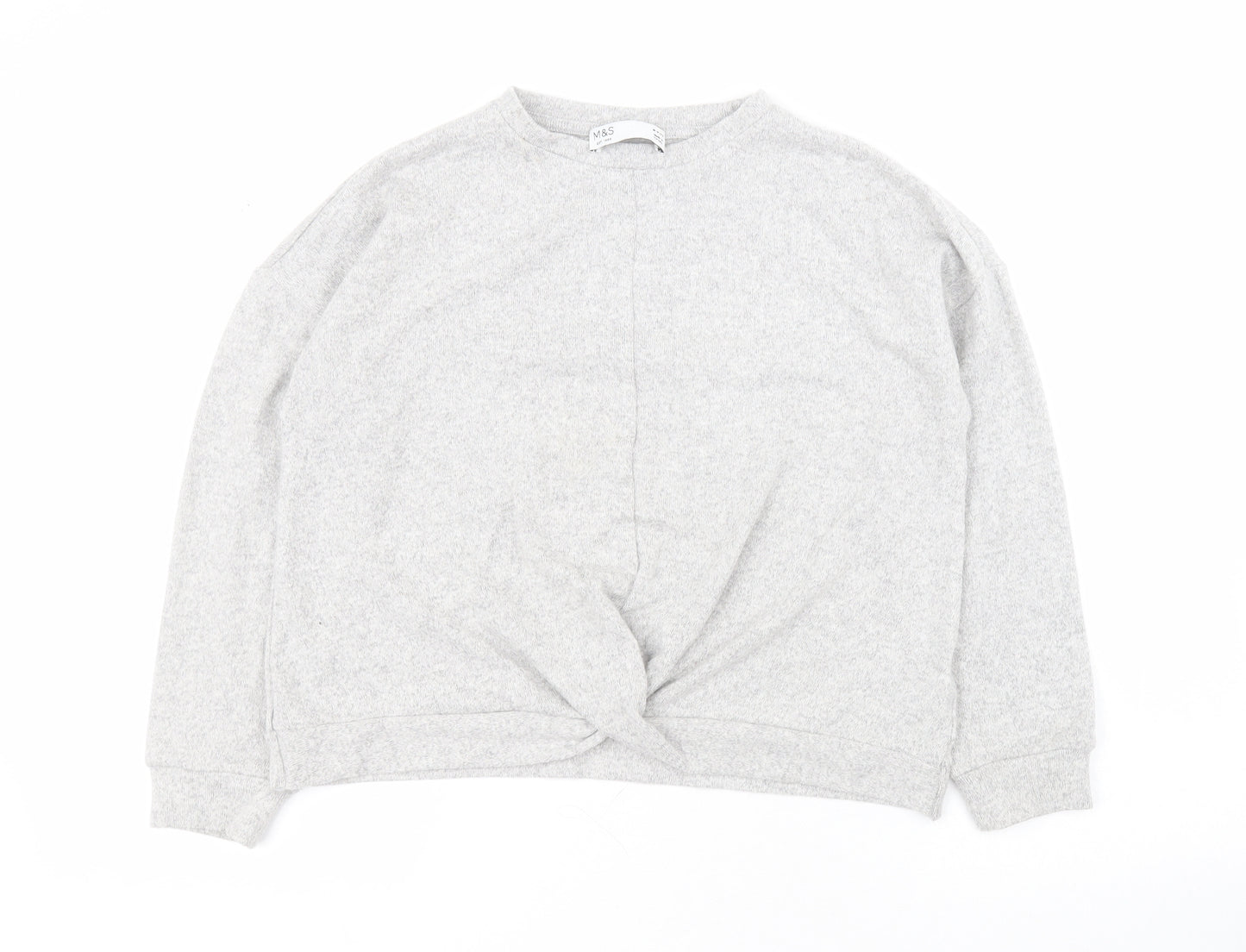 Marks and Spencer Girls Grey Round Neck  Viscose Pullover Jumper Size 10-11 Years  Pullover