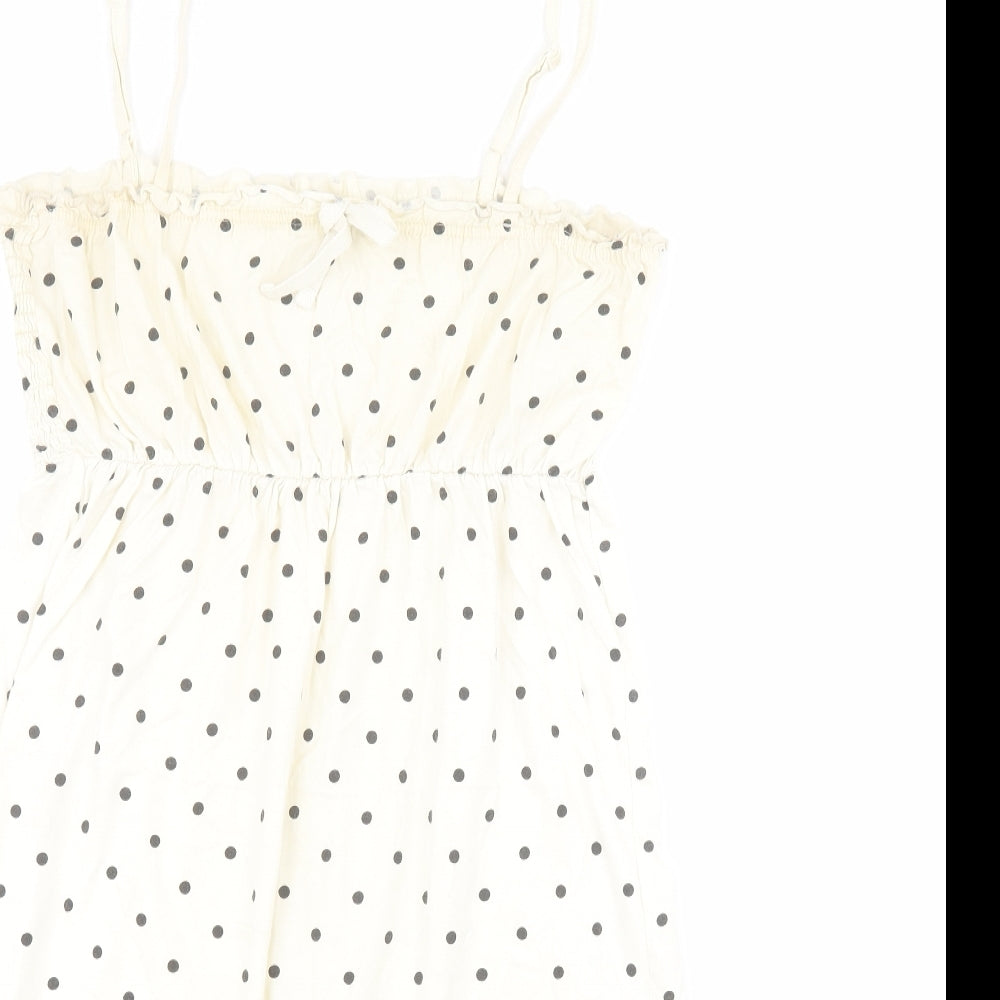 Dunnes Womens Beige Polka Dot 100% Cotton Top Dress Size 10