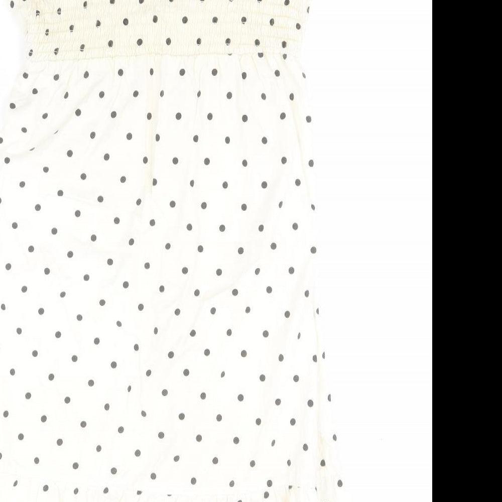 Dunnes Womens Beige Polka Dot 100% Cotton Top Dress Size 10