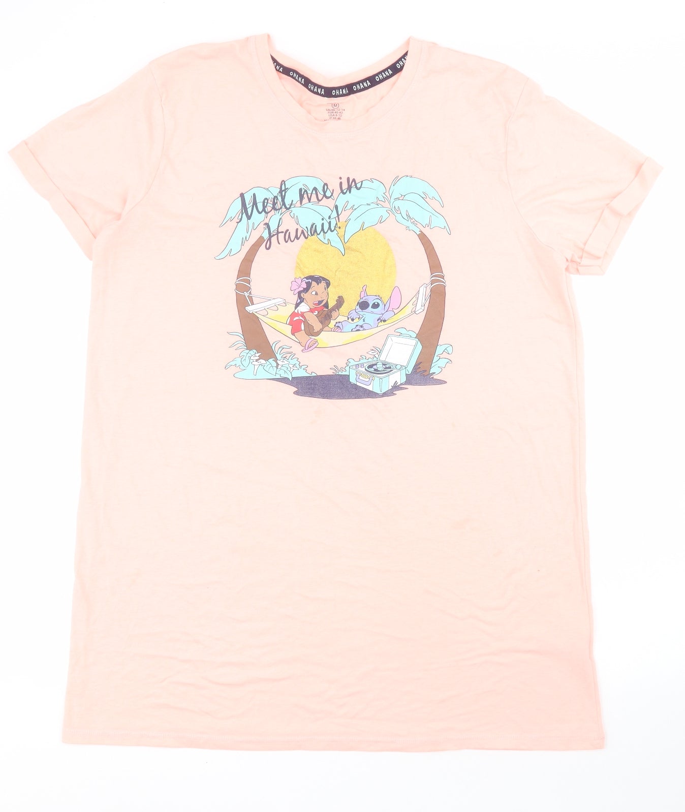 Primark Womens Pink Solid Polyester Top Dress Size M   - Lilo & Stitch