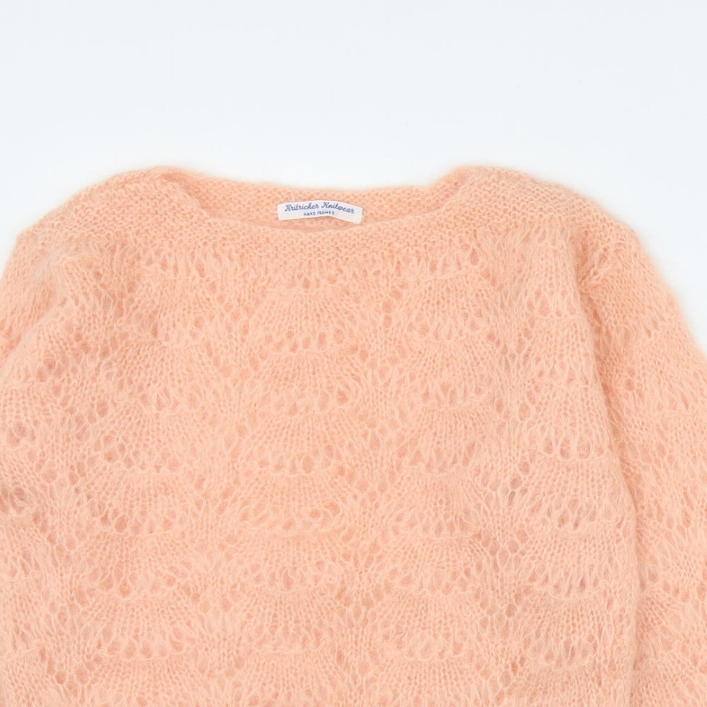 Knitricker Knitwear Womens Pink Round Neck  Polyester Pullover Jumper Size M