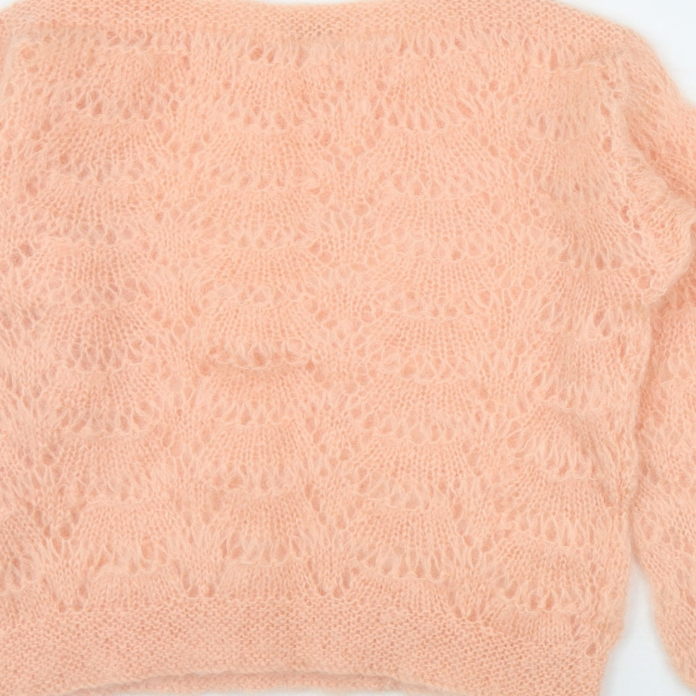 Knitricker Knitwear Womens Pink Round Neck  Polyester Pullover Jumper Size M