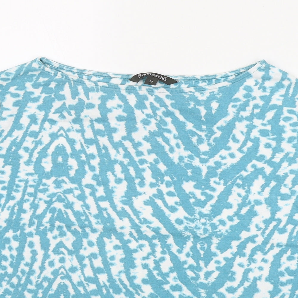 Bonmarche Womens Blue  Cotton Basic T-Shirt Size 14 Round Neck - Tie Dye