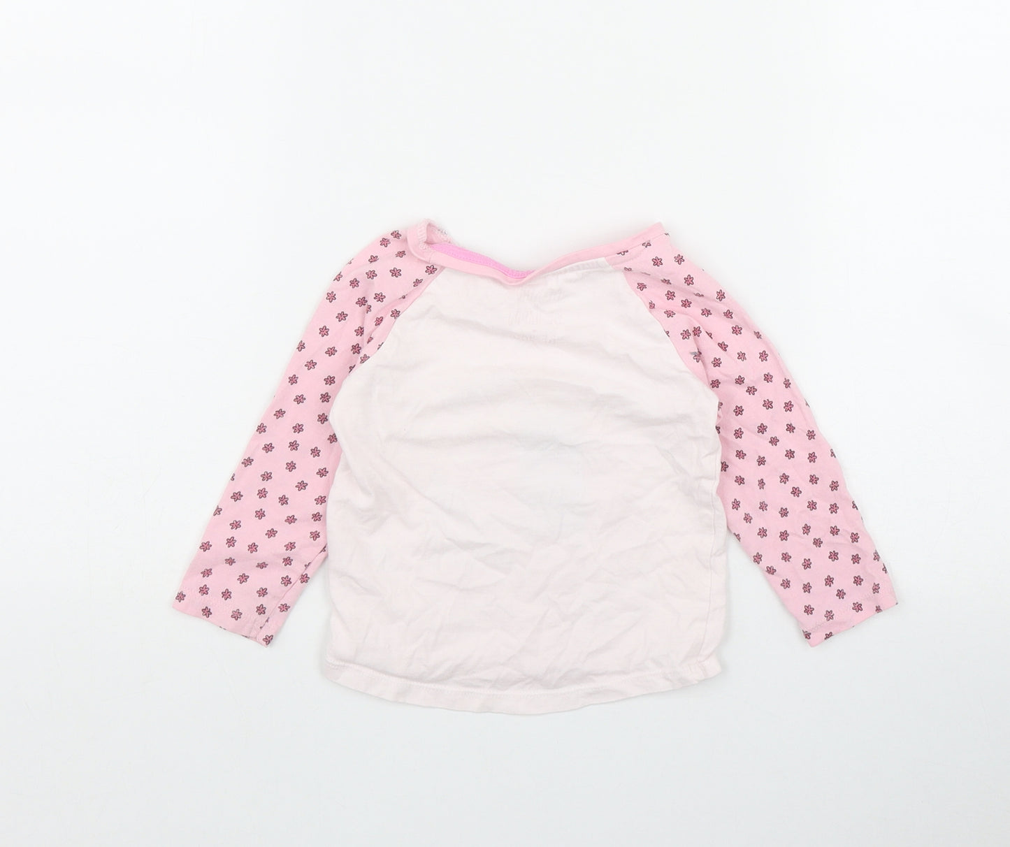 Matalan Girls Pink Polka Dot Cotton Basic T-Shirt Size 9-12 Months Round Neck Pullover