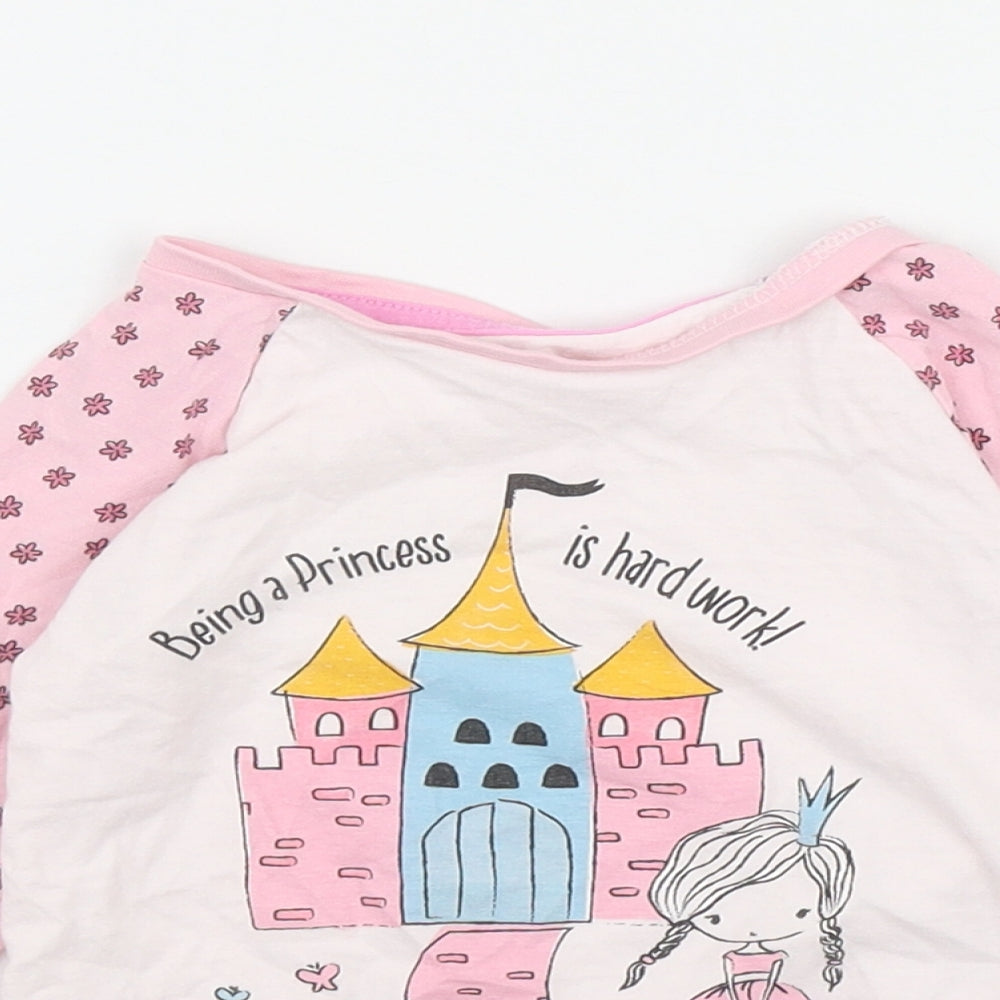 Matalan Girls Pink Polka Dot Cotton Basic T-Shirt Size 9-12 Months Round Neck Pullover