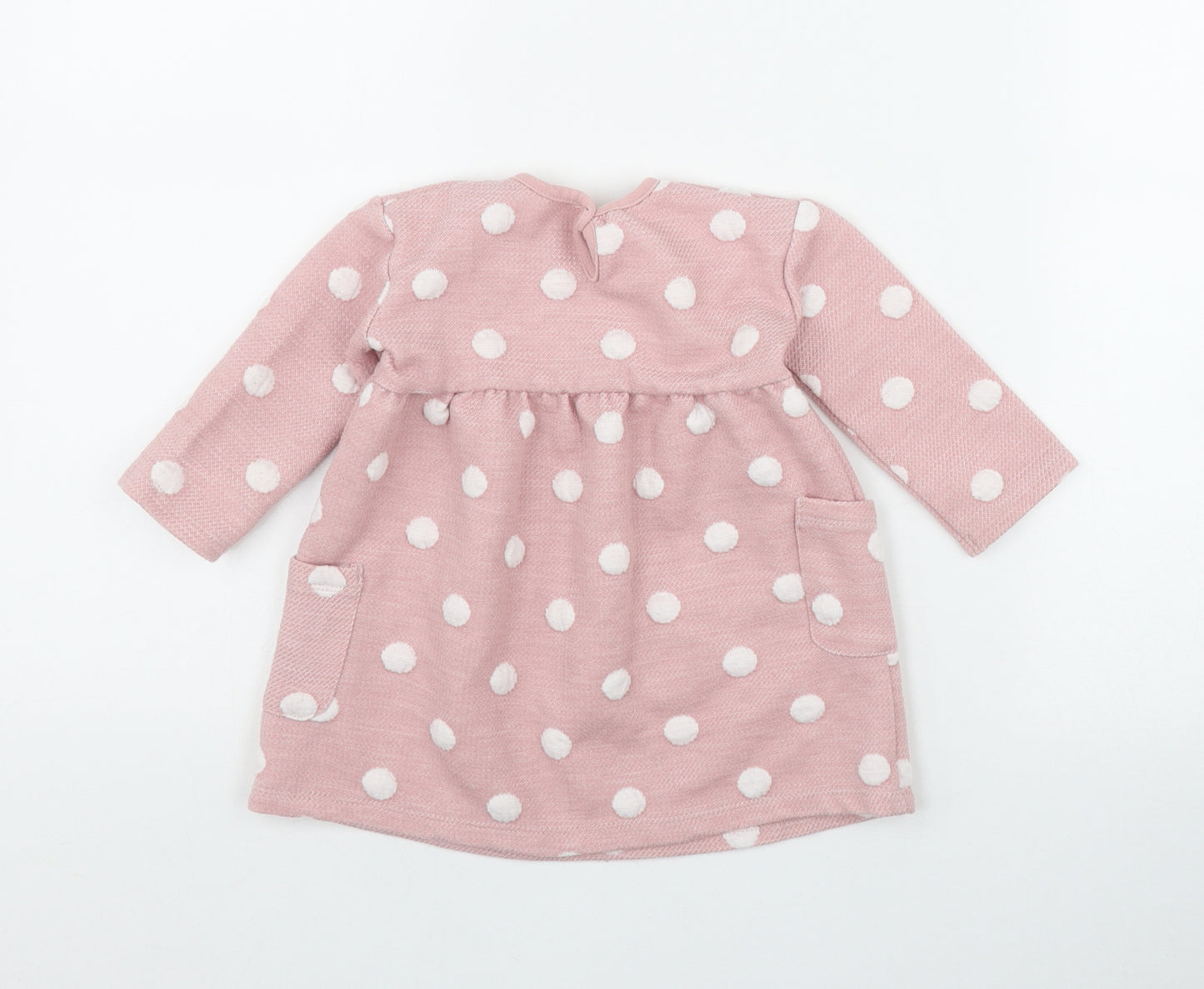 George Girls Pink Polka Dot Polyester Fit & Flare  Size 9-12 Months  Round Neck Pullover
