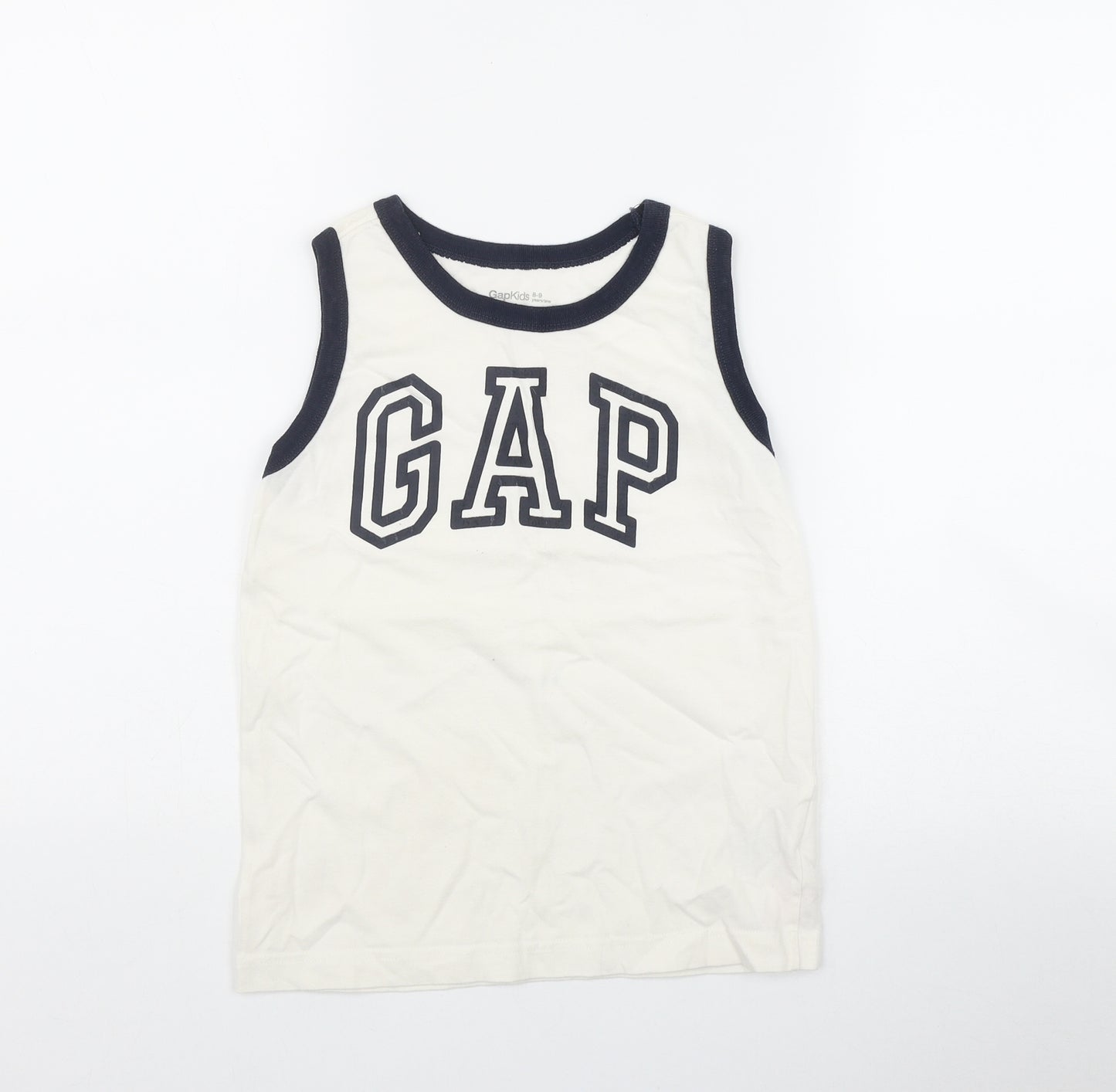 Gap Boys White  Cotton Basic Tank Size 8-9 Years Scoop Neck Pullover