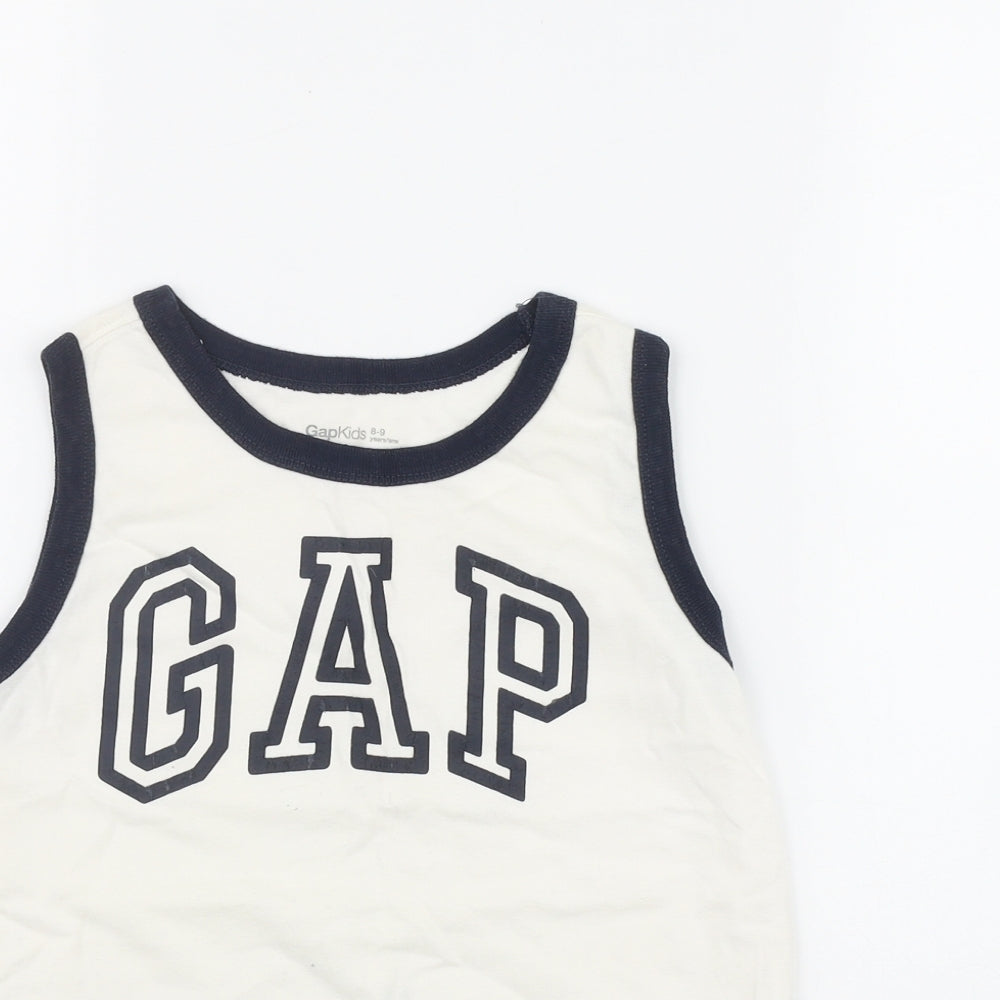 Gap Boys White  Cotton Basic Tank Size 8-9 Years Scoop Neck Pullover