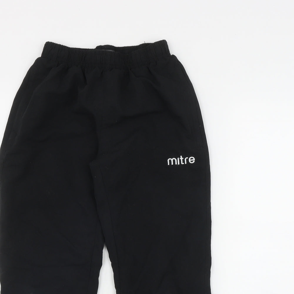 Mitre Boys Black  Polyester Jogger Trousers Size M L25 in Regular Drawstring