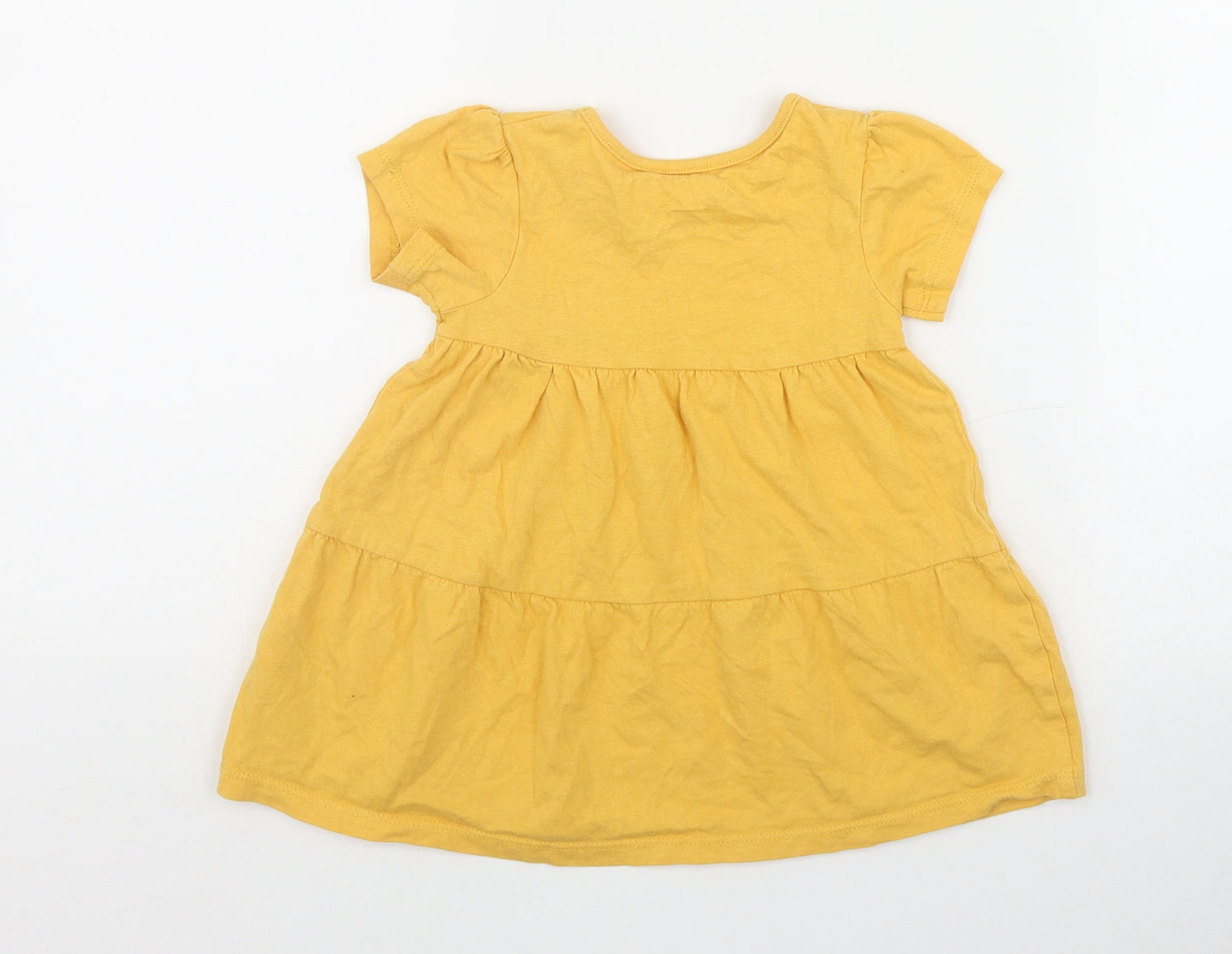 Primark Girls Yellow  Cotton Fit & Flare  Size 12-18 Months  Round Neck Pullover