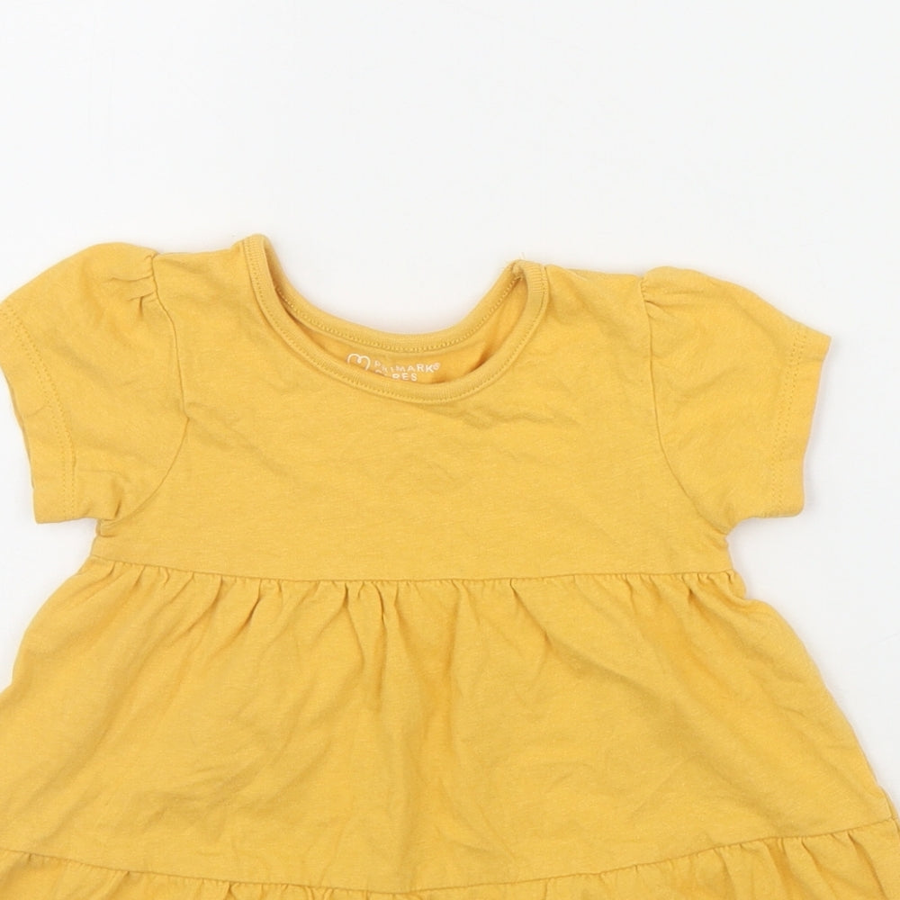 Primark Girls Yellow  Cotton Fit & Flare  Size 12-18 Months  Round Neck Pullover