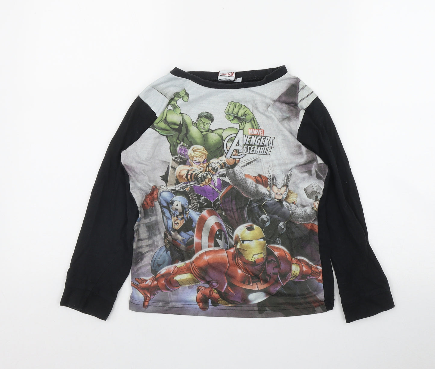 Marvel Boys Black  Cotton Basic T-Shirt Size 9-10 Years Round Neck Pullover