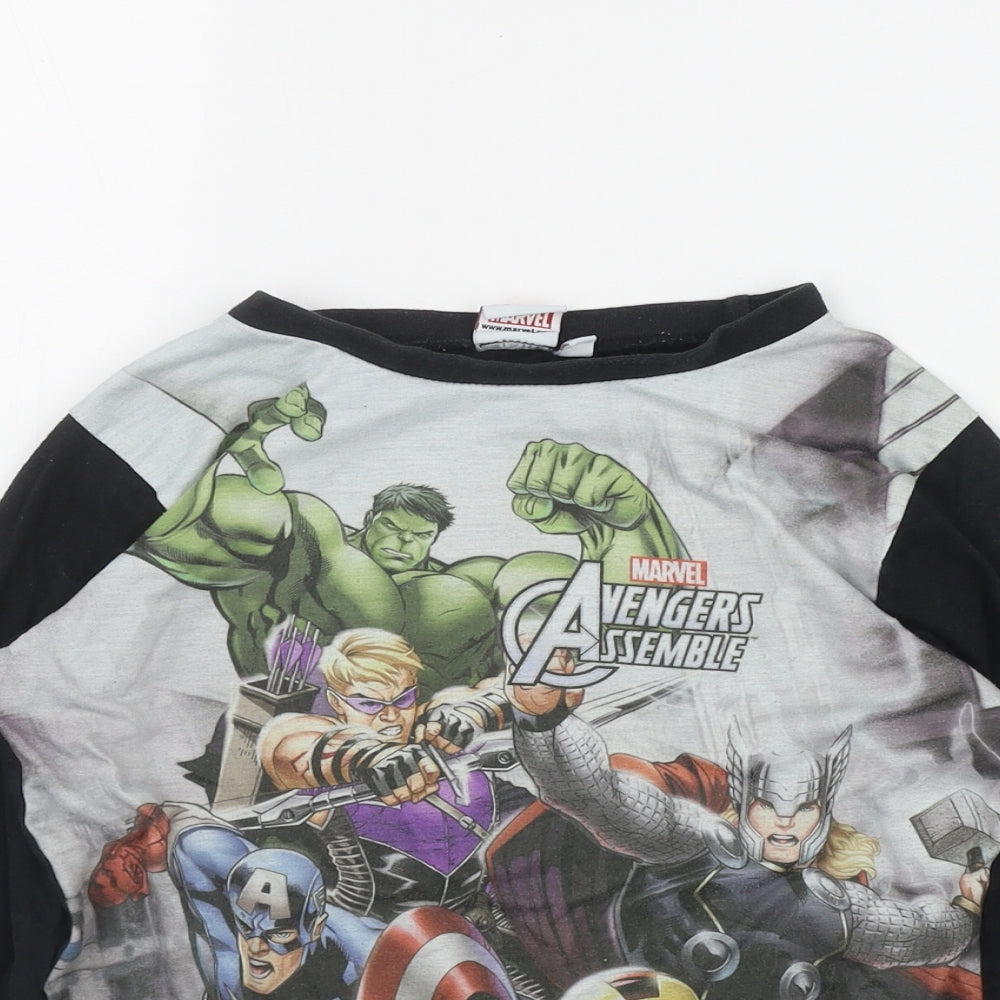 Marvel Boys Black  Cotton Basic T-Shirt Size 9-10 Years Round Neck Pullover