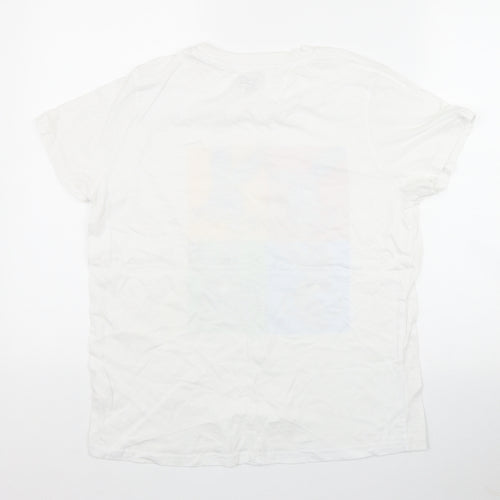 Primark Womens White  Cotton Basic T-Shirt Size 10 Round Neck - Looney Tunes