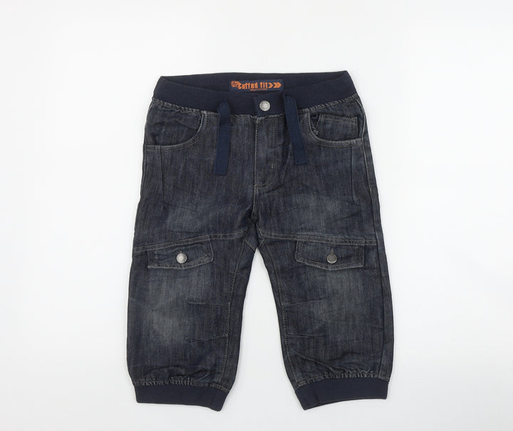 Denim & Co Boys Blue Cotton Utility Shorts Size 6-7 Years Regular Zip