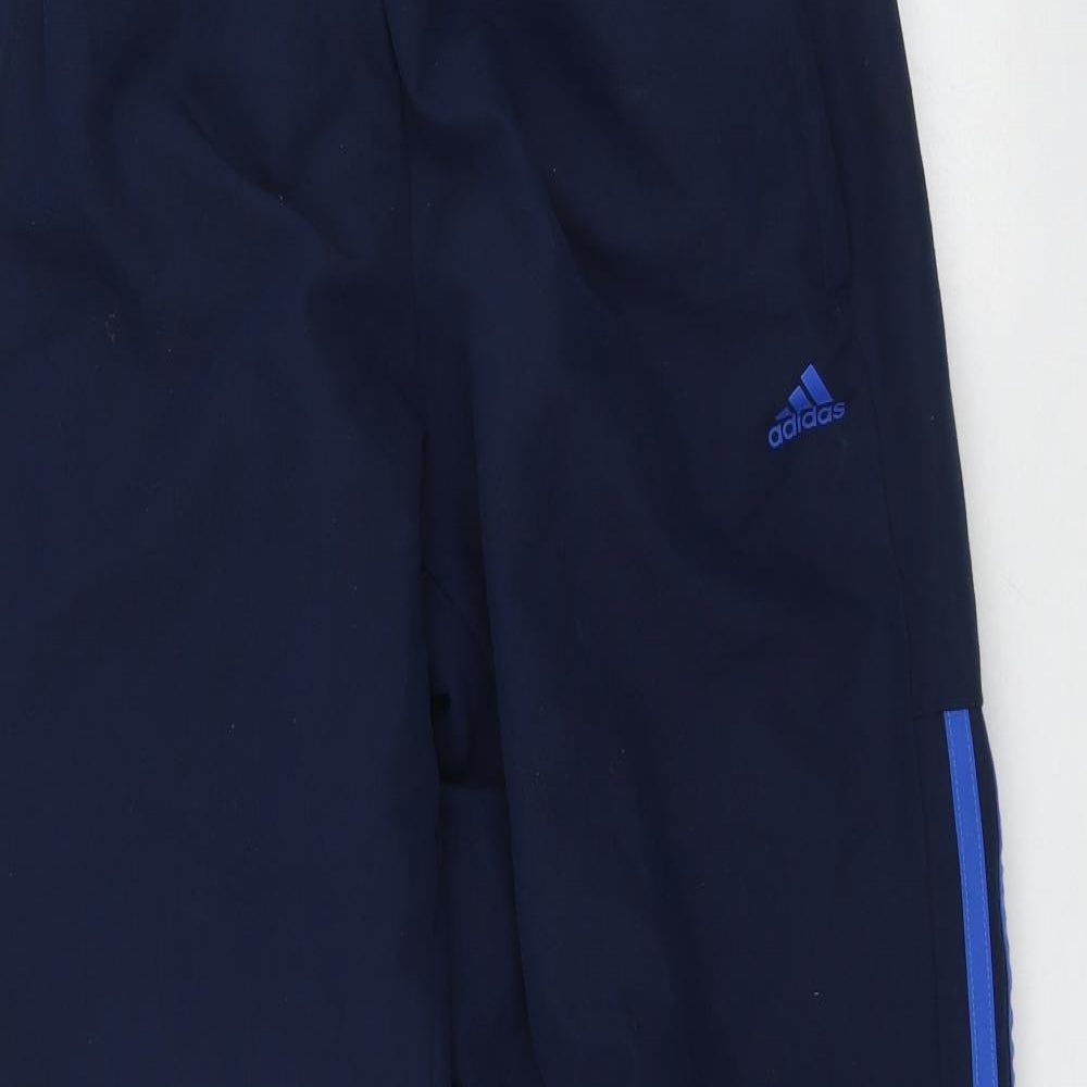 adidas Mens Blue  Polyester Jogger Trousers Size M L30 in Regular Drawstring