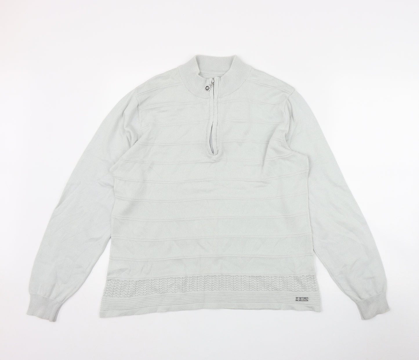 Island Green Womens Grey High Neck  Cotton Pullover Jumper Size 18