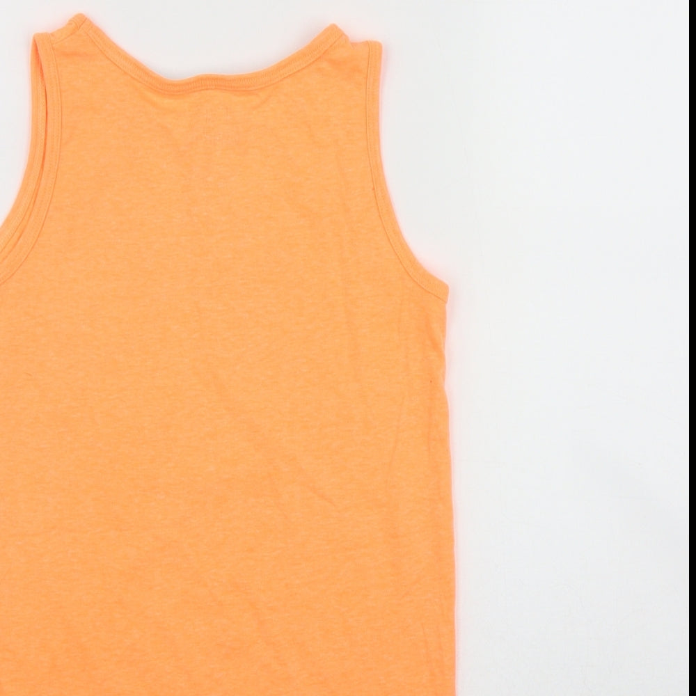 F&F Boys Orange  Polyester Basic Tank Size 7-8 Years Scoop Neck Pullover - 'Florida'