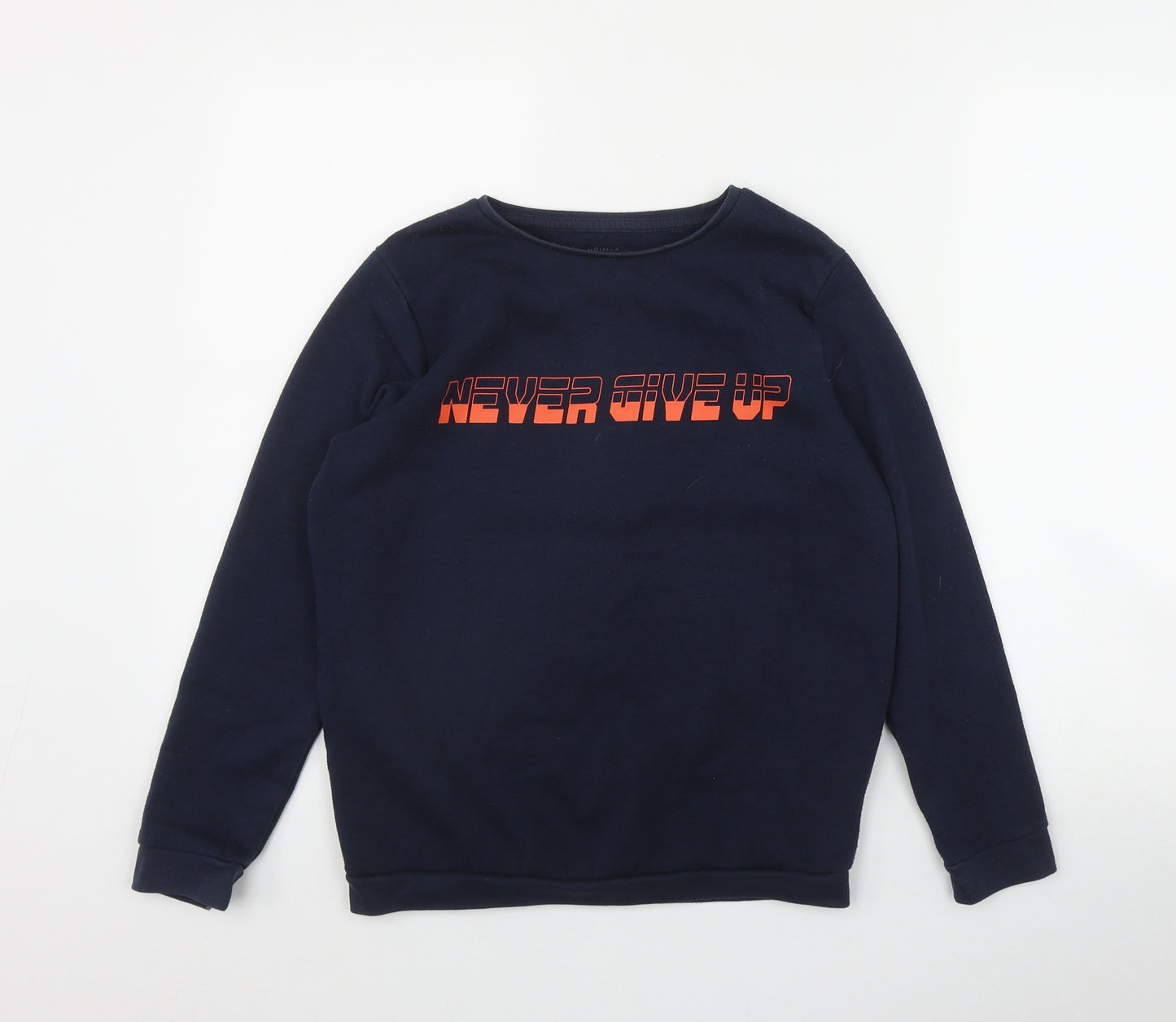 Primark Boys Blue  Polyester Pullover Sweatshirt Size 11-12 Years  Pullover - 'Never give up'