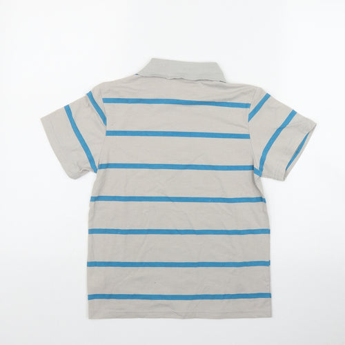 Preworn Boys Grey Striped Elastane Basic Polo Size 9 Years Collared Button