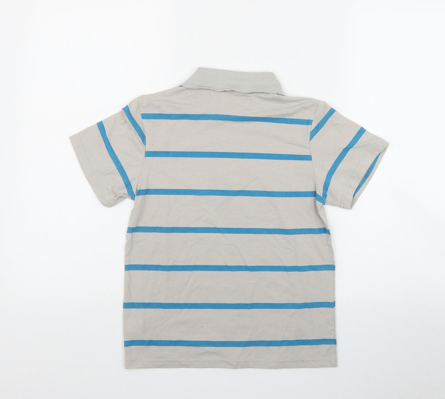 Preworn Boys Grey Striped Elastane Basic Polo Size 9 Years Collared Button