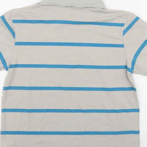 Preworn Boys Grey Striped Elastane Basic Polo Size 9 Years Collared Button