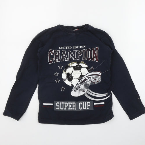 Atabay Boys Blue  Cotton Pullover Sweatshirt Size 7-8 Years  Pullover - Football