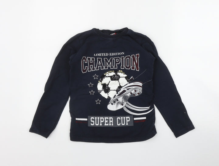 Atabay Boys Blue Cotton Pullover Sweatshirt Size 7-8 Years Pullover - Football