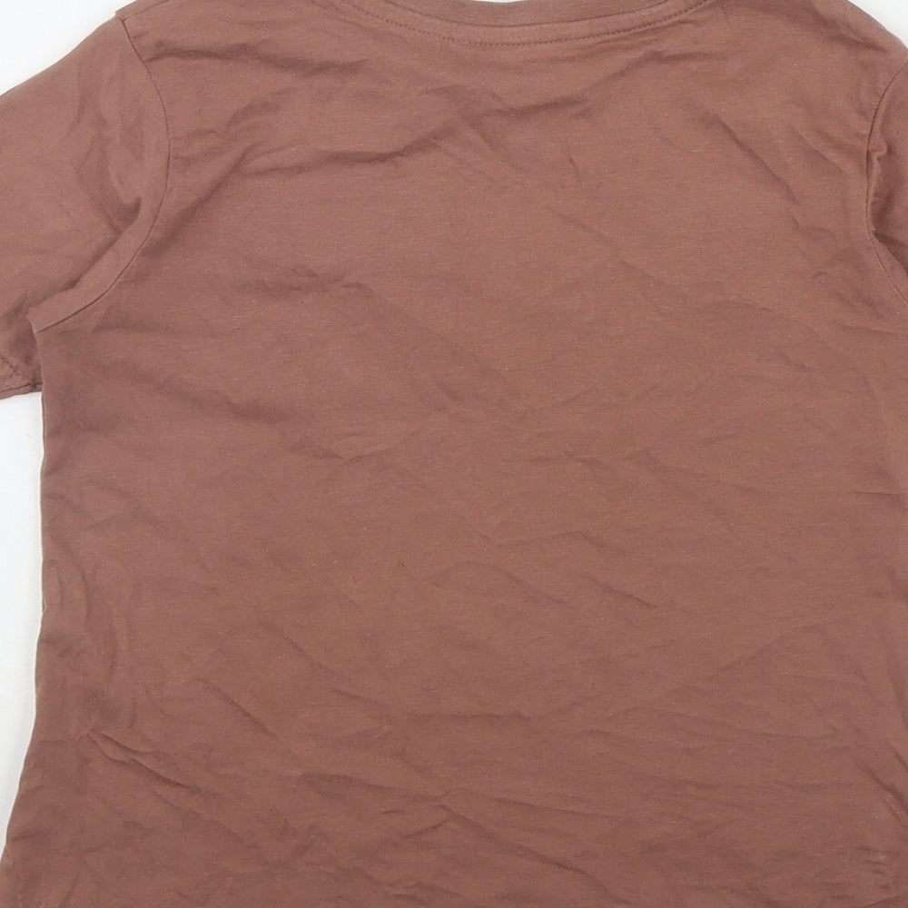 George Boys Brown  Cotton Basic T-Shirt Size 5-6 Years Round Neck Pullover