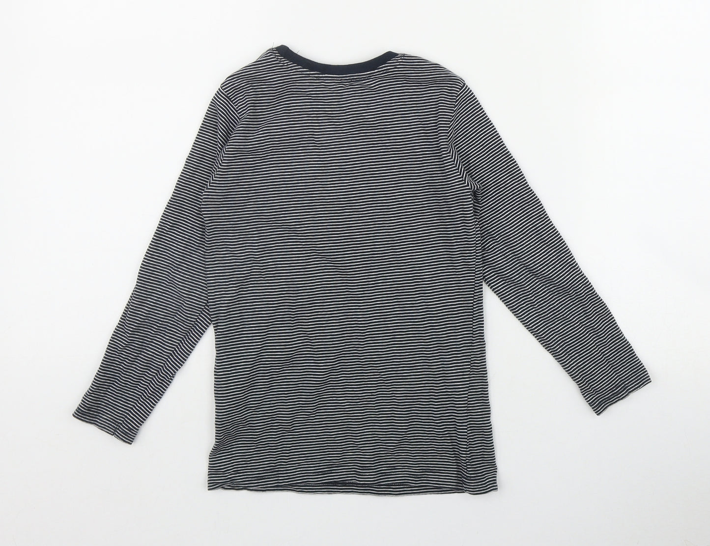 Dunnes Stores Boys Black Striped Cotton Basic T-Shirt Size 4-5 Years Round Neck Pullover