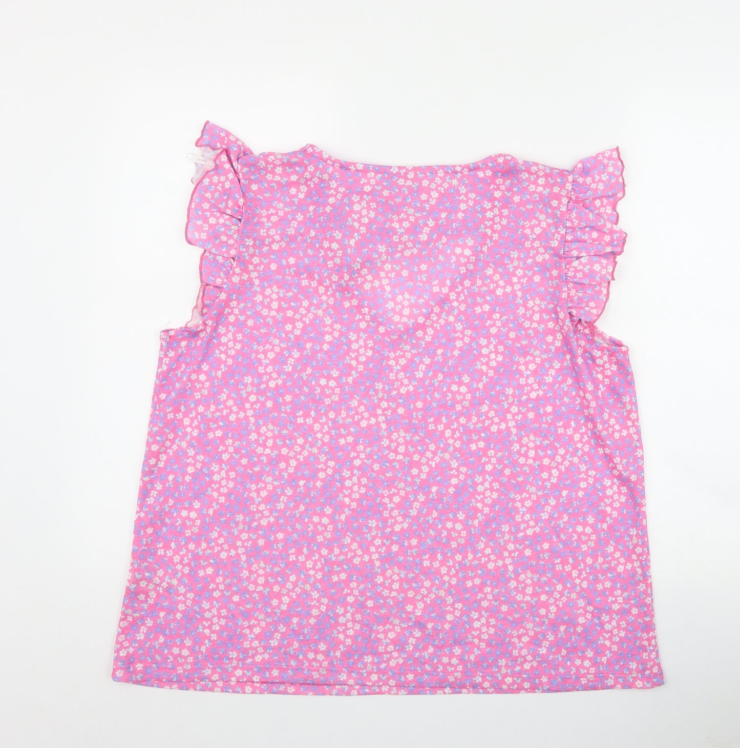 Dunnes Stores Womens Pink Floral Polyester Basic T-Shirt Size XL V-Neck