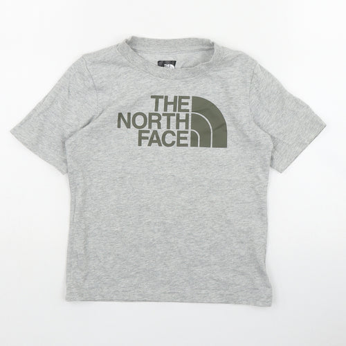 The North Face Boys Grey  Cotton Basic T-Shirt Size 5 Years Round Neck Pullover