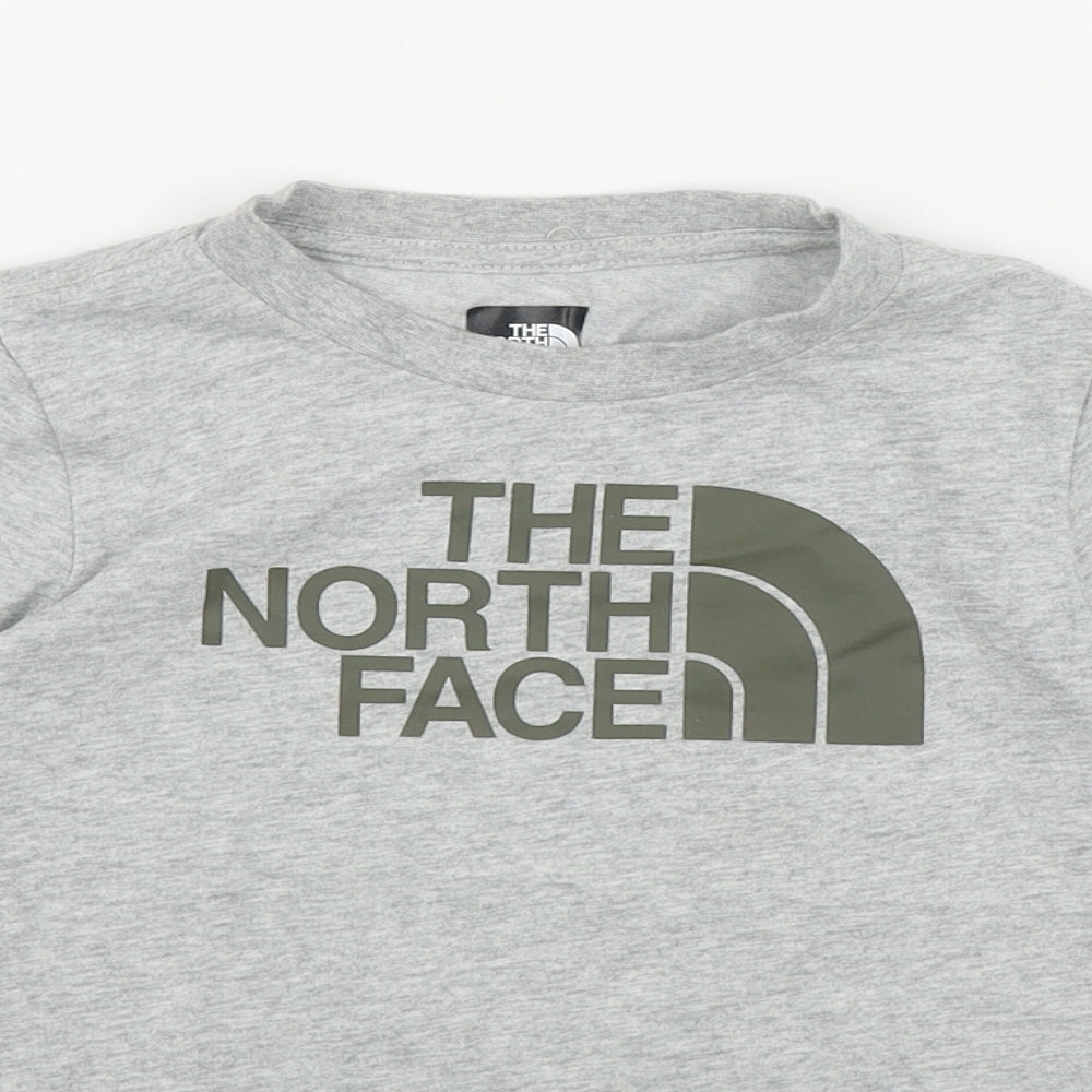 The North Face Boys Grey  Cotton Basic T-Shirt Size 5 Years Round Neck Pullover