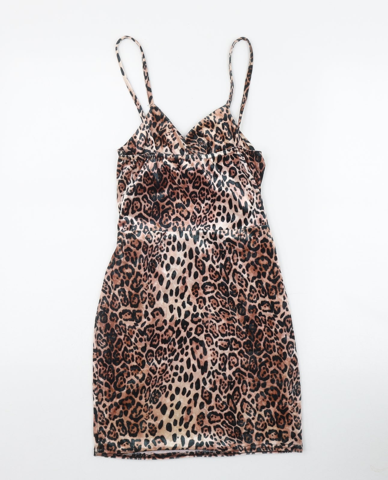 IX London Womens Brown Animal Print Polyester Bodycon  Size 8  V-Neck Pullover