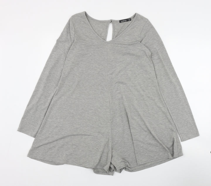 Boohoo Womens Grey Polyester Playsuit One-Piece Size 10 L3 in Button