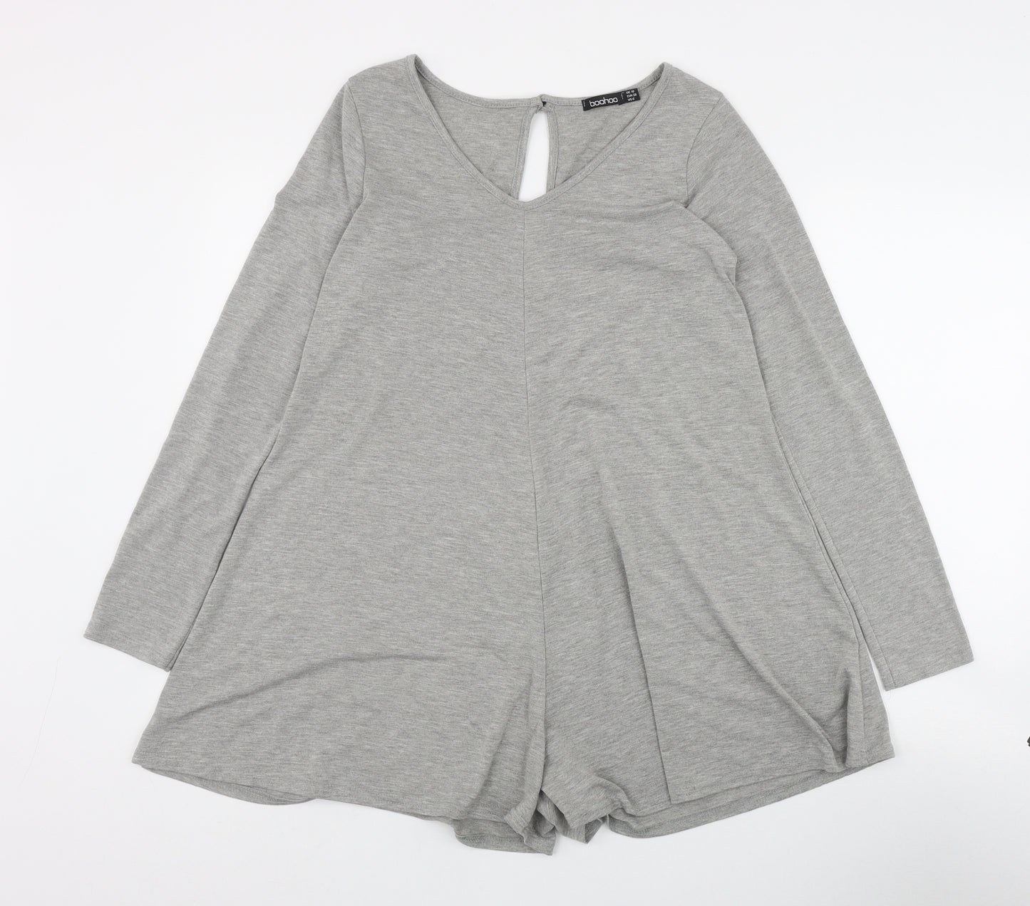 Boohoo Womens Grey  Polyester Playsuit One-Piece Size 10 L3 in Button