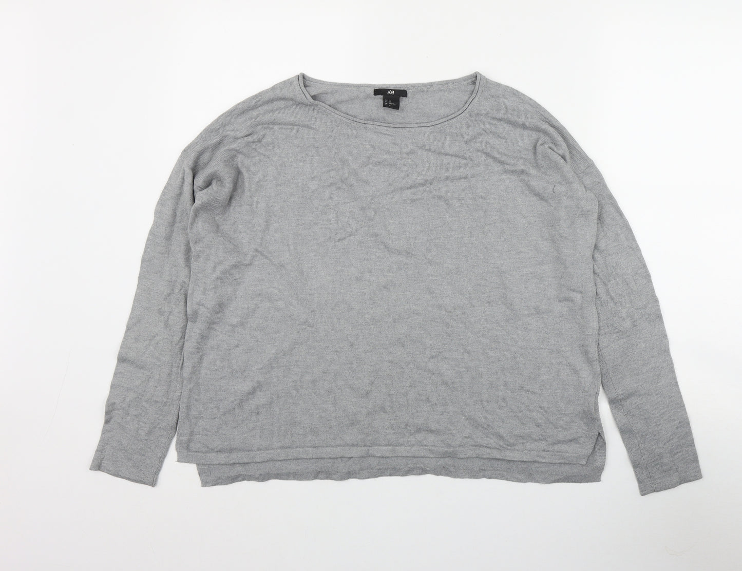H&M Womens Grey Round Neck  Polyamide Pullover Jumper Size M