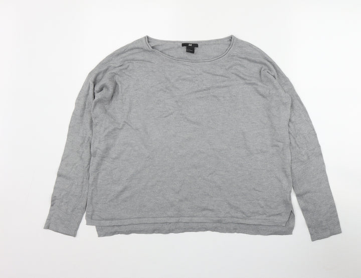 H&M Womens Grey Round Neck  Polyamide Pullover Jumper Size M