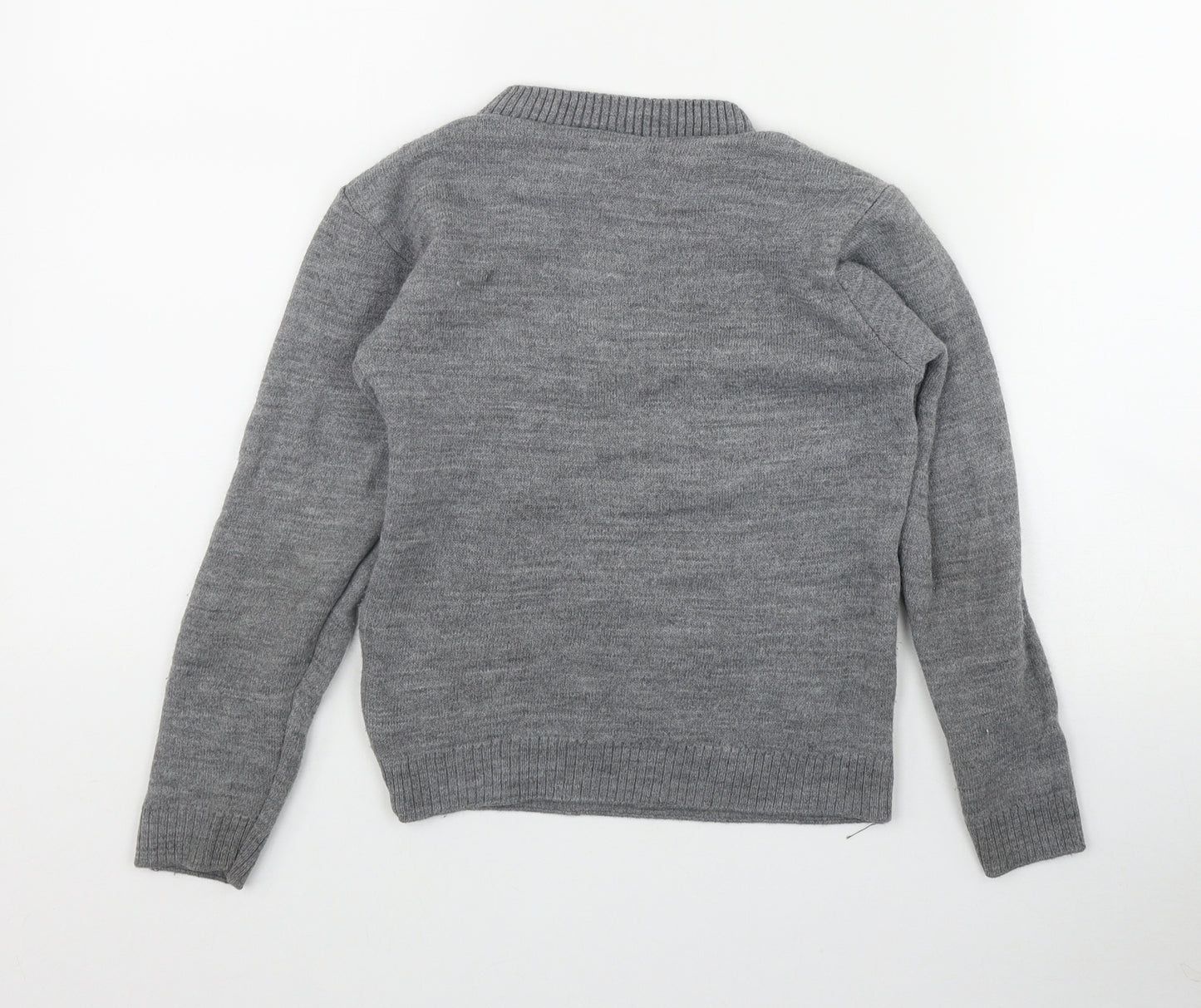 Preworn Boys Grey Round Neck  Acrylic Pullover Jumper Size 7-8 Years  Pullover - Pokemon Christmas