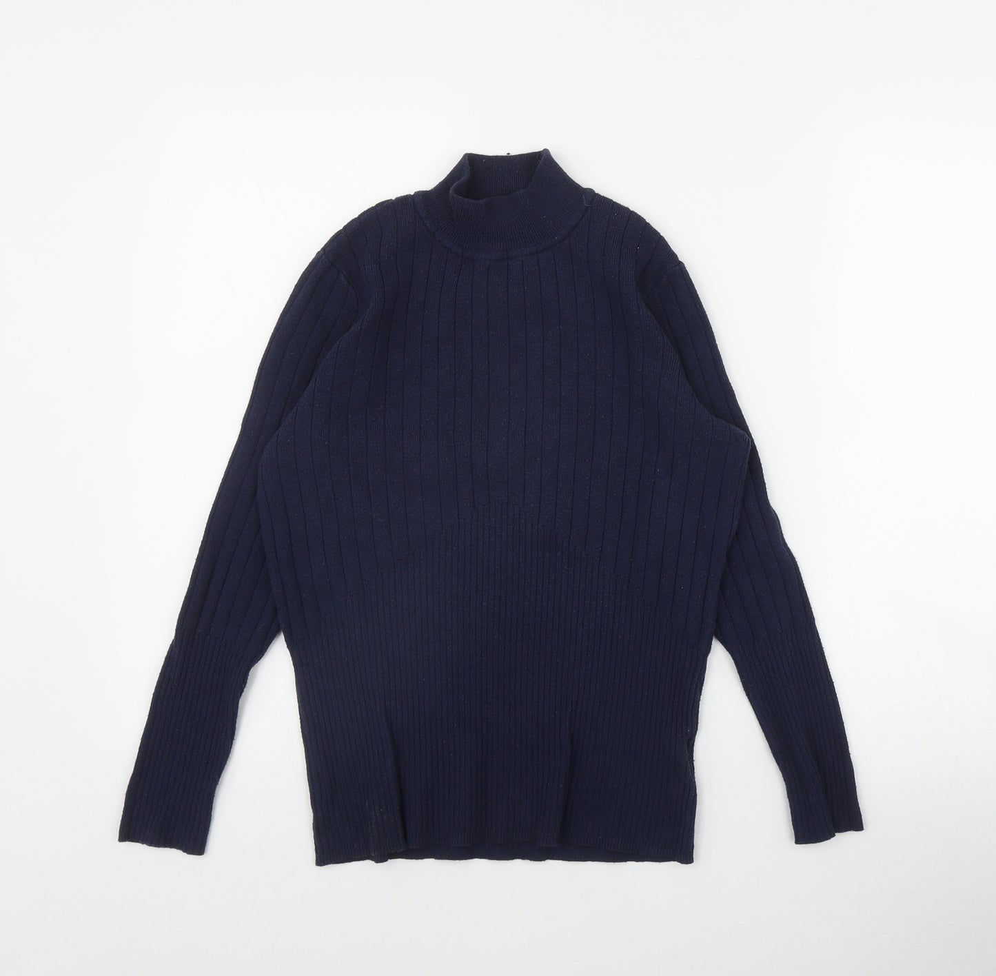 Marks and Spencer Womens Blue Mock Neck  Viscose Pullover Jumper Size 14