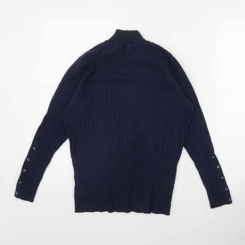 Marks and Spencer Womens Blue Mock Neck  Viscose Pullover Jumper Size 14