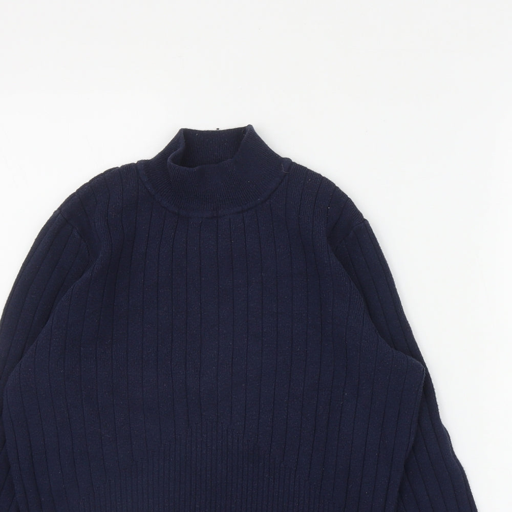 Marks and Spencer Womens Blue Mock Neck  Viscose Pullover Jumper Size 14